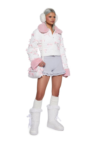 Snowy Daydreams Cable Knit Shorts