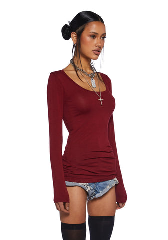 Casual Meetups Long Sleeve Top - Red