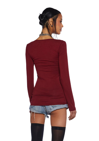 Casual Meetups Long Sleeve Top - Red