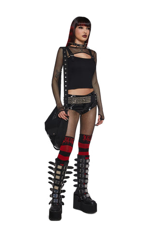 So Long Sorrow Fishnet Long Sleeve Top