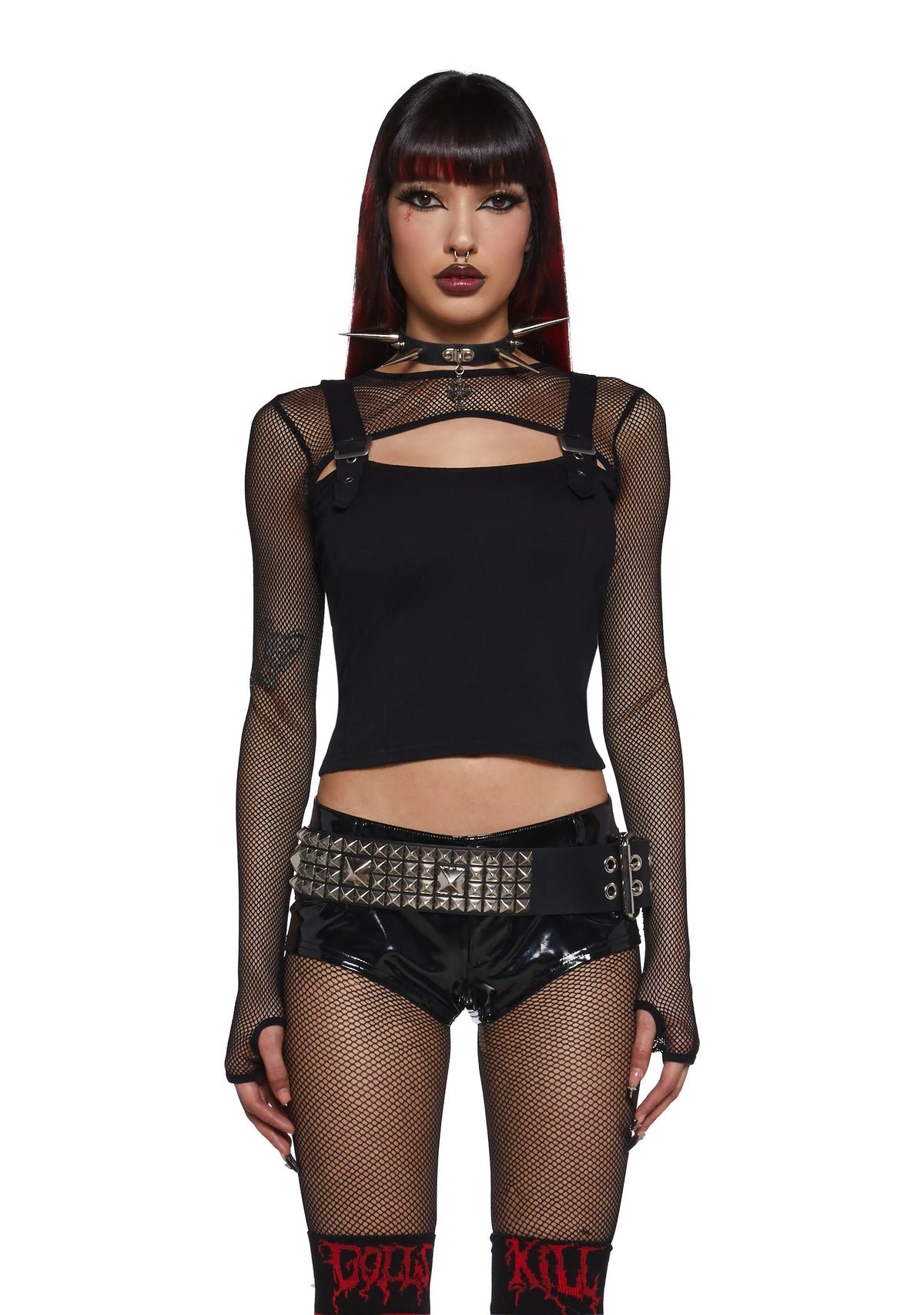 So Long Sorrow Fishnet Long Sleeve Top