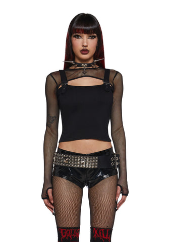 So Long Sorrow Fishnet Long Sleeve Top