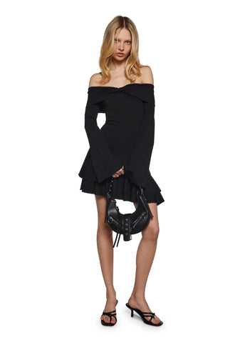 In Her Element Off The Shoulder Dress - Black