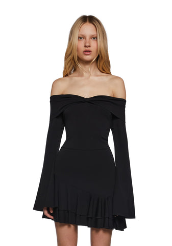 In Her Element Off The Shoulder Dress - Black