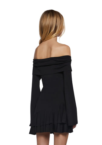 In Her Element Off The Shoulder Dress - Black