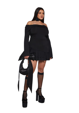 In Her Element Off The Shoulder Dress - Black