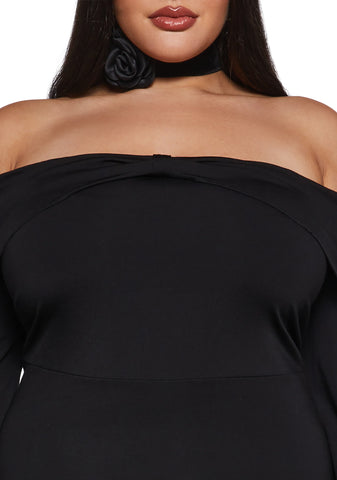 In Her Element Off The Shoulder Dress - Black