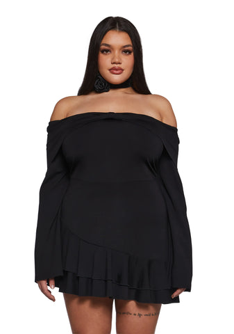 In Her Element Off The Shoulder Dress - Black