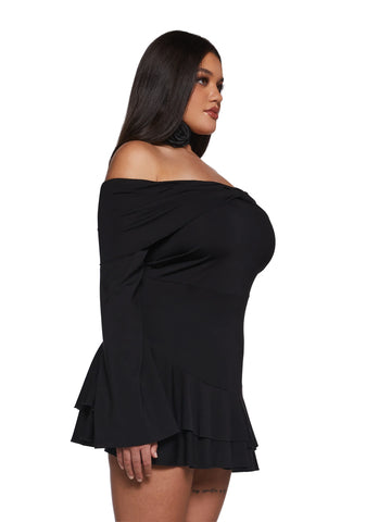 In Her Element Off The Shoulder Dress - Black