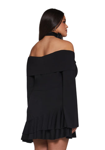 In Her Element Off The Shoulder Dress - Black