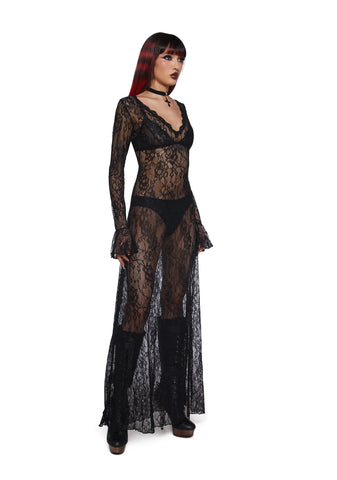 Sumptuous Shadows Lace Maxi Dress
