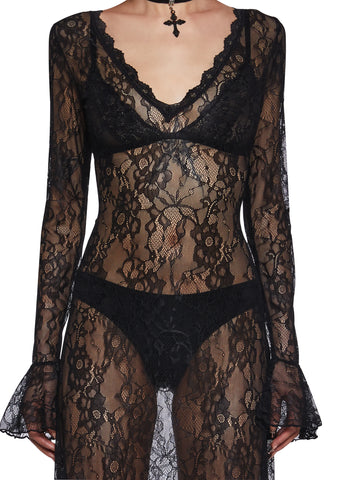 Sumptuous Shadows Lace Maxi Dress