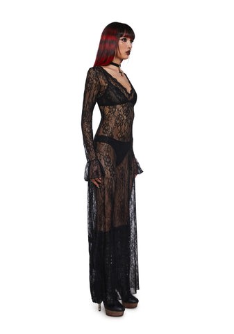 Sumptuous Shadows Lace Maxi Dress