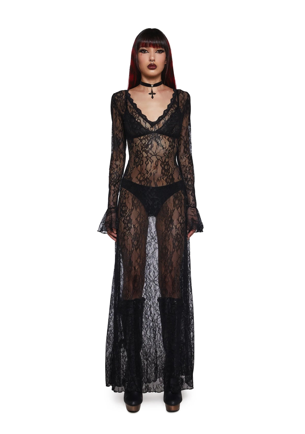 Sumptuous Shadows Lace Maxi Dress