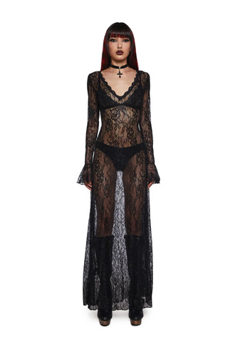Sumptuous Shadows Lace Maxi Dress