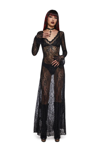 Sumptuous Shadows Lace Maxi Dress