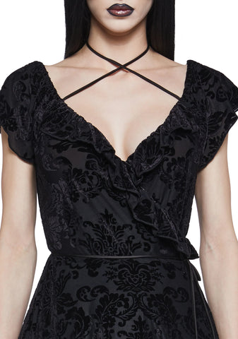 Wildflower Dreams Wrap Dress - Black