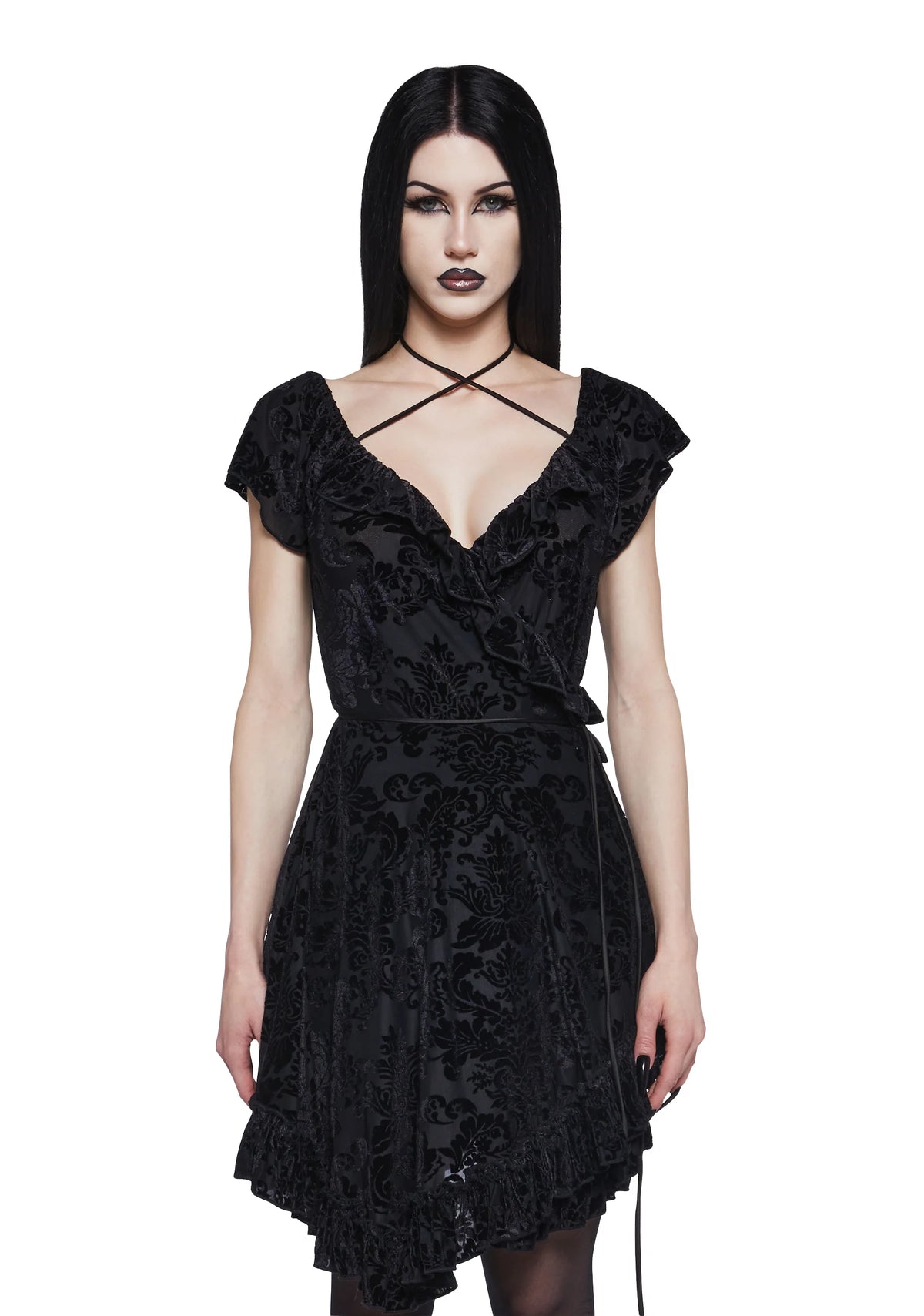 Wildflower Dreams Wrap Dress - Black