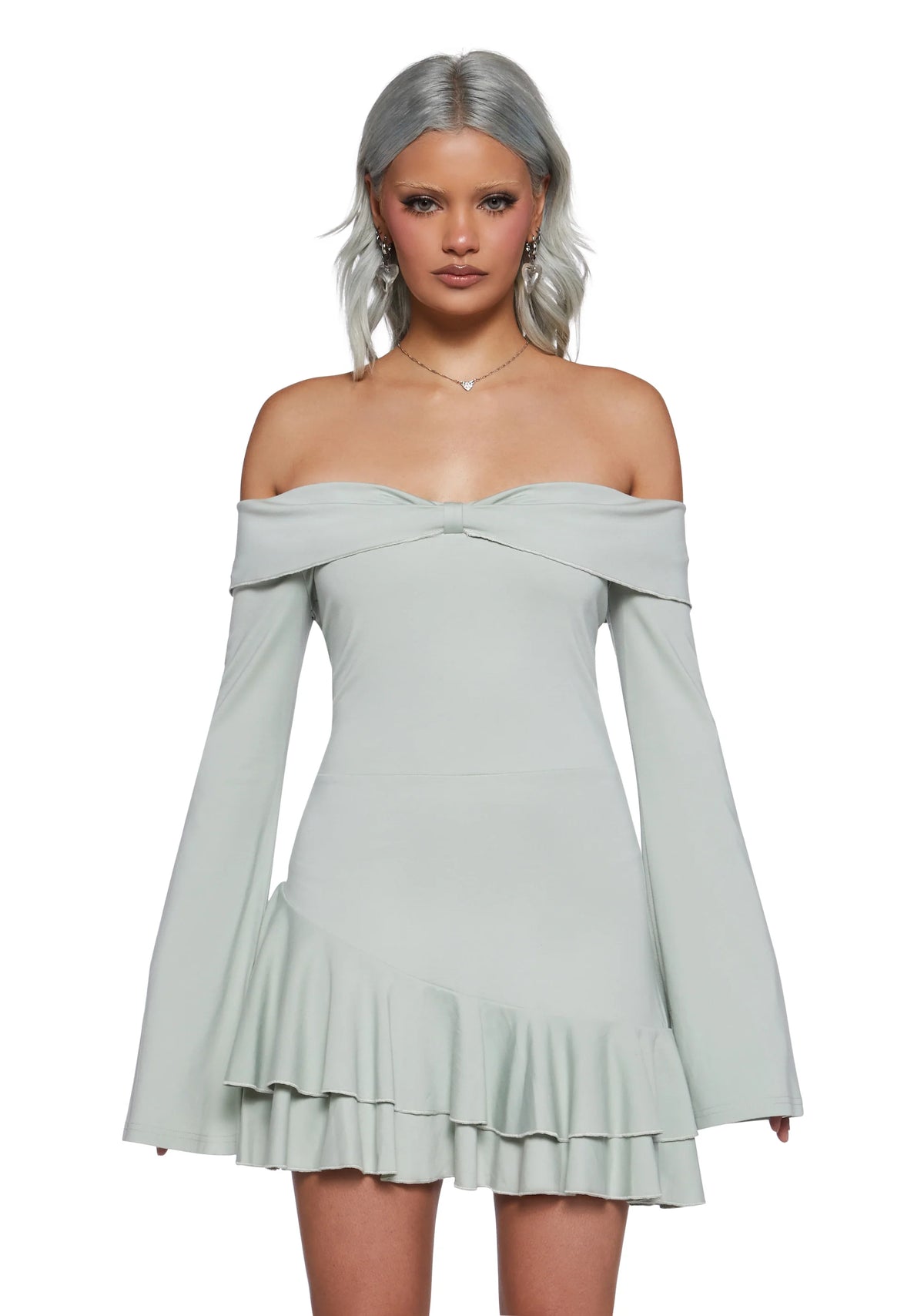 In Her Element Off The Shoulder Dress - Green