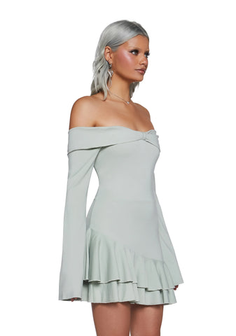 In Her Element Off The Shoulder Dress - Green