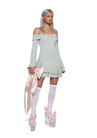 In Her Element Off The Shoulder Dress - Green