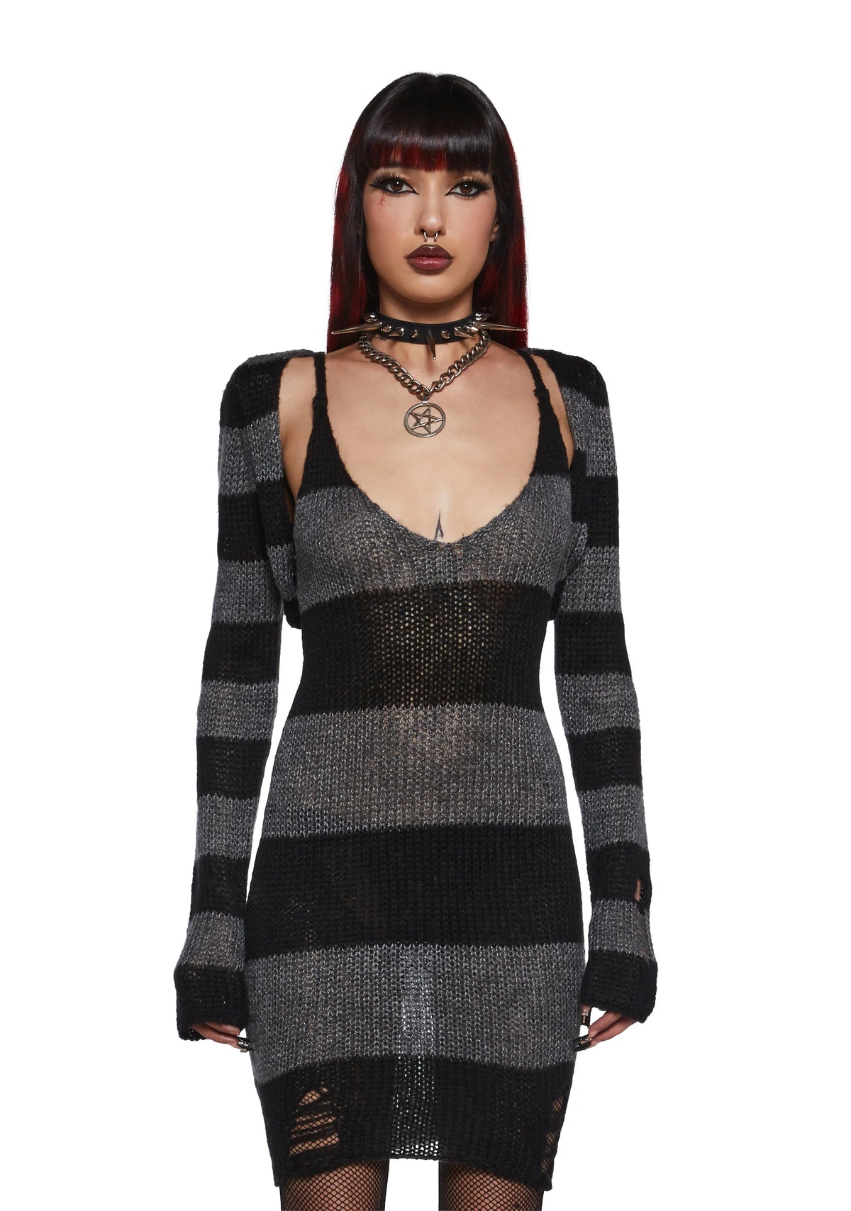 Grunge Space Sweater Dress And Shrug Set