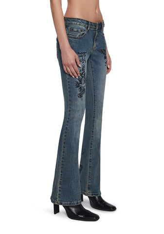 Butterfly Denim Flared Jeans