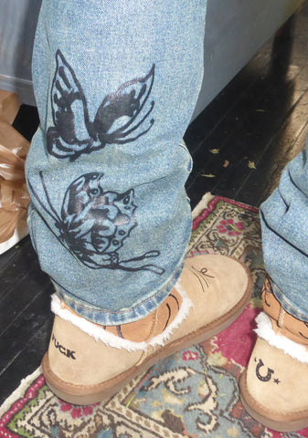 Butterfly Denim Flared Jeans