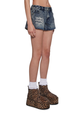 Heart Dagger Denim Shorts