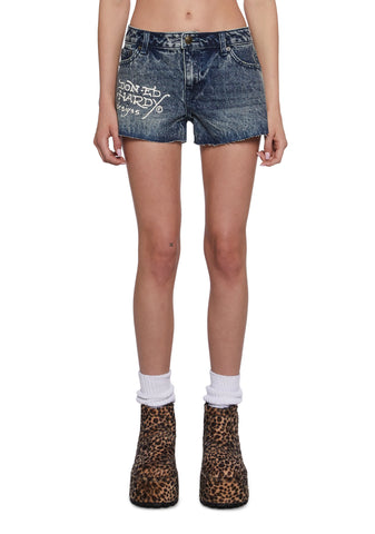 Heart Dagger Denim Shorts
