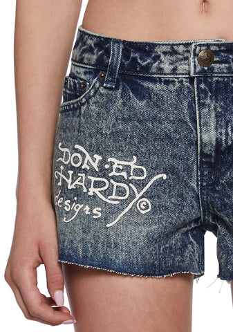 Heart Dagger Denim Shorts