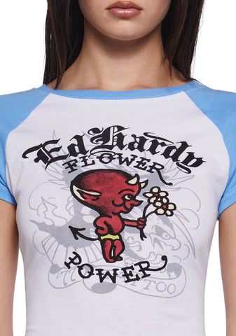 Devil Flower Raglan Baby Tee