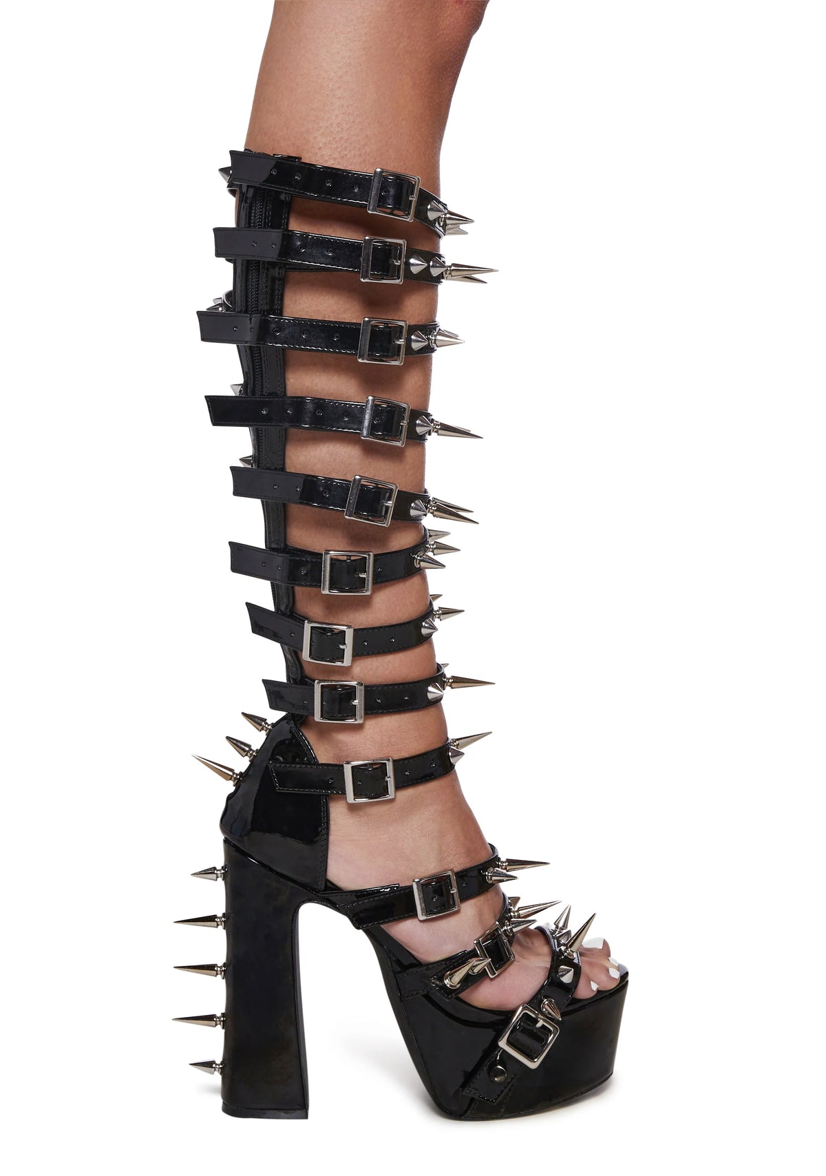 Holy Revelation Knee High Spiked Platform Heels