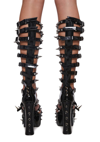 Holy Revelation Knee High Spiked Platform Heels