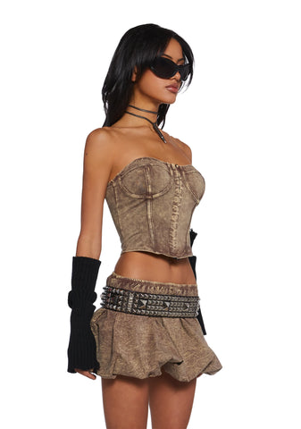 Synth Energy Skirt Set - Brown