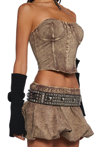 Synth Energy Skirt Set - Brown