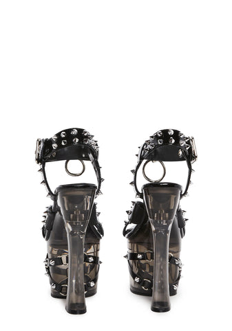 Twisted Darkness Platform Heels - Black
