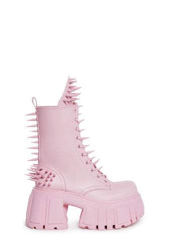 The Problem Child Combat Boots - Pink