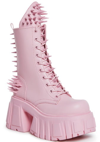 The Problem Child Combat Boots - Pink