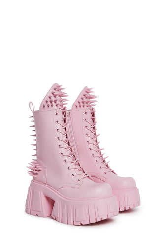 The Problem Child Combat Boots - Pink