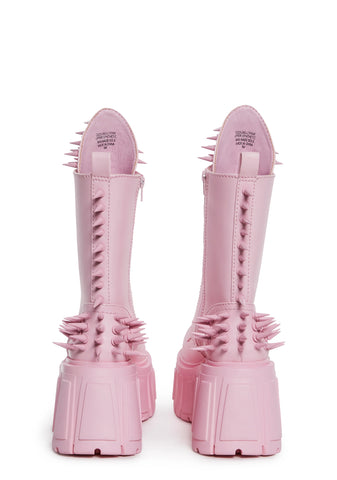 The Problem Child Combat Boots - Pink