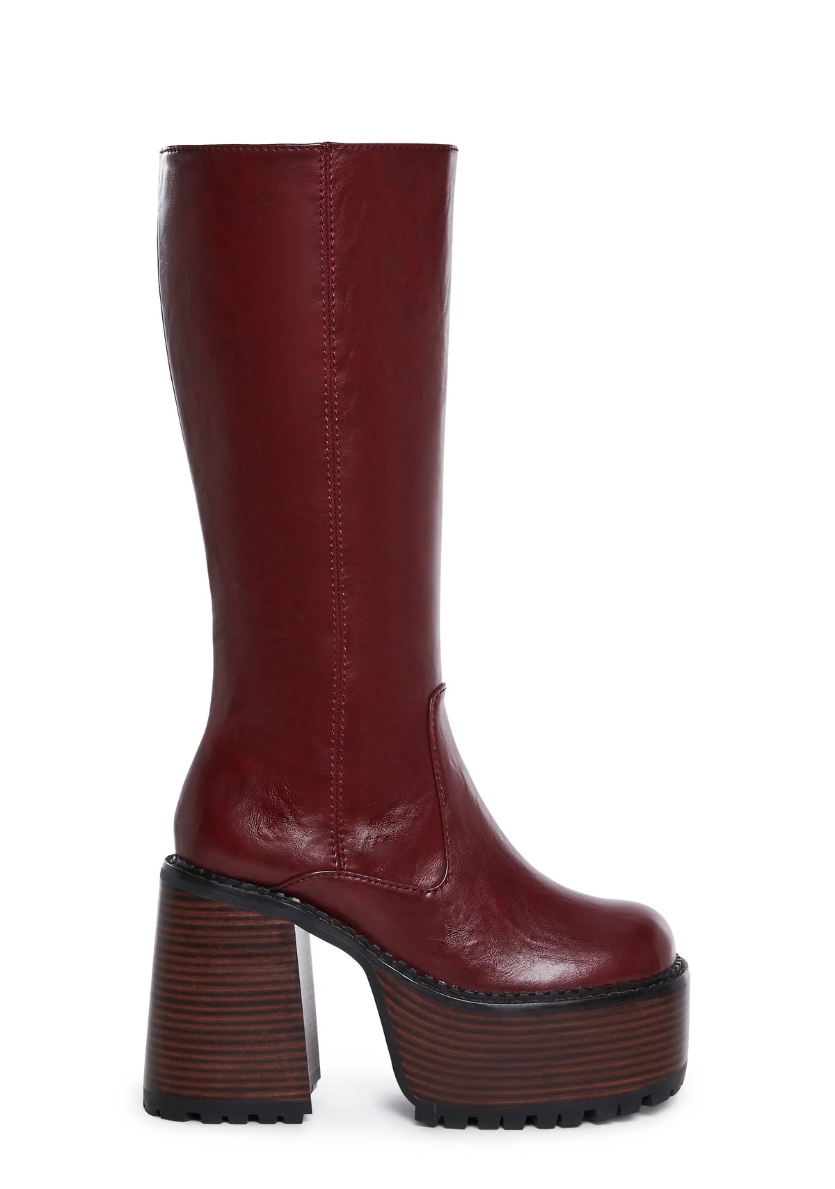 Vintage Soul Knee High Boots - Burgundy