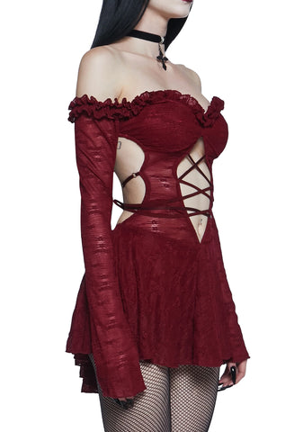 Collective Hearts Mini Dress - Dark Red