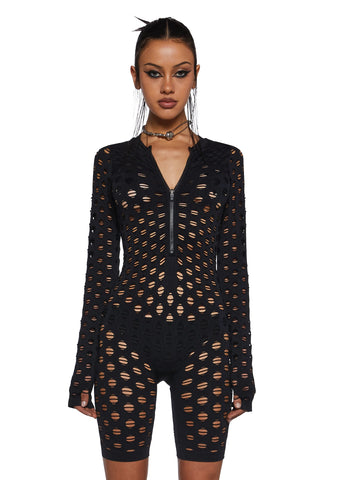 Rebellious Impression Zip-Up Romper