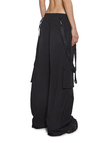 Cyber Noir Wide Leg Cargo Pants