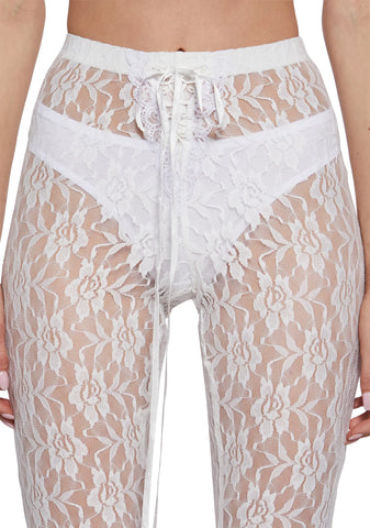 Daring Love Lace Capri Pants - Off White