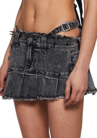 Asymmetrical Spiked Mini Skirt