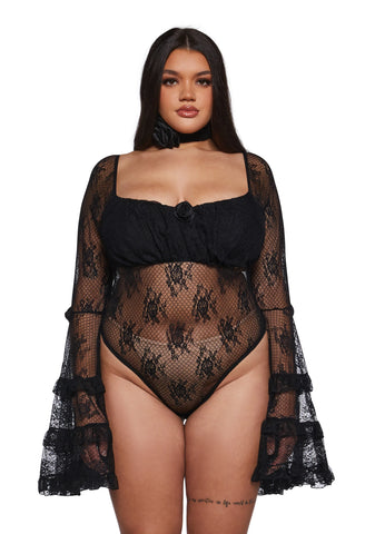 True Love Nonsense Lace Bodysuit - Black