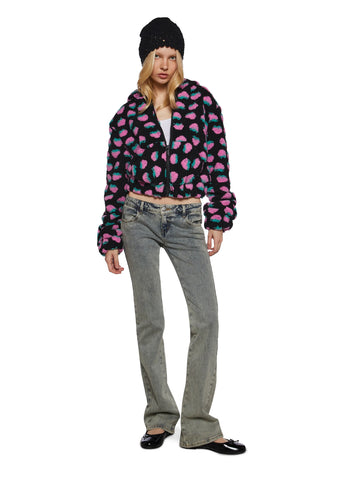 Berry Smitten Hooded Sherpa Jacket