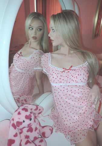 Romantic Words Babydoll Dress - Pink